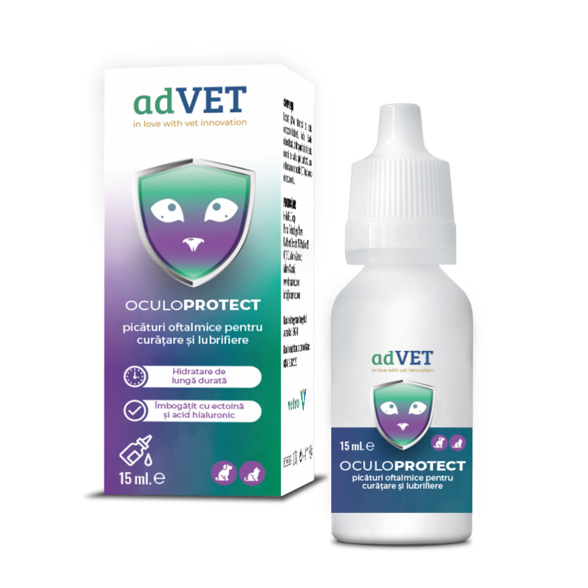 ADVET OculoProtect, soluție igiena ochilor câini și pisici, hidratantă, flacon, 15ml - poza 1