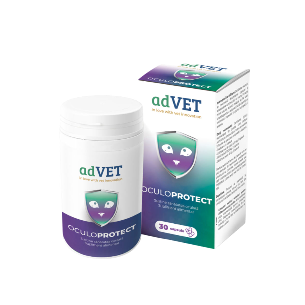 ADVET OculoProtect, supliment oftalmic câini, capsule ADVET OculoProtect, XS-XL, supliment oftalmic câini și pisici, flacon, 30 capsule - poza 1