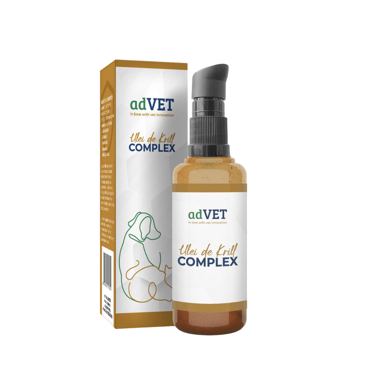 ADVET Ulei de Krill Complex, supliment piele & blană câini, suspensie orală ADVET Ulei de Krill Complex, XS-XL, supliment piele & blană câini și pisici, flacon, 50ml suspensie orală - poza 2