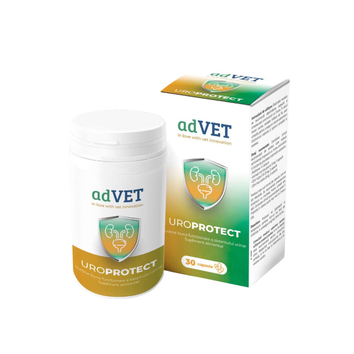 ADVET UroProtect, supliment sistem urinar câini, capsule ADVET UroProtect, XS-XL, supliment sistem urinar câini și pisici, flacon, 30 capsule - poza 1