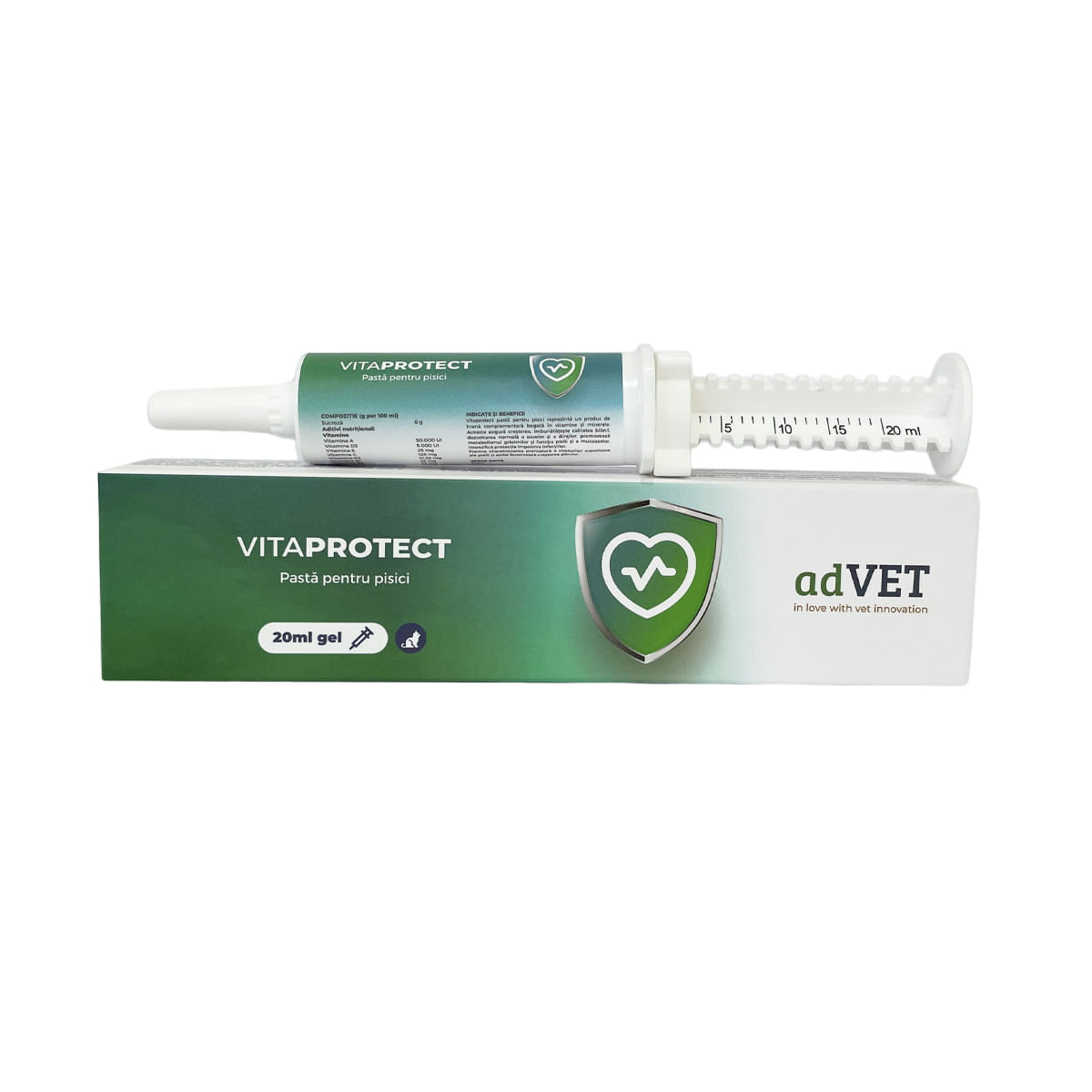 ADVET VitaProtect, multivitamine convalescență pisici, pastă orală ADVET VitaProtect, multivitamine convalescență pisici, flacon cu aplicator, 20ml pastă orală - poza 2