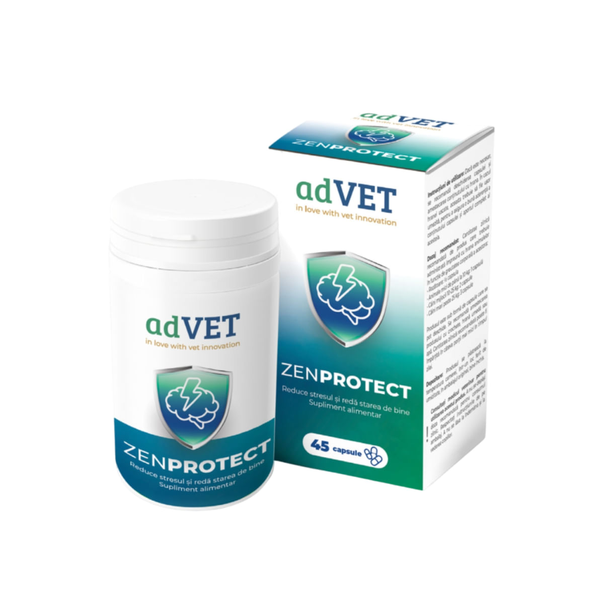 ADVET ZenProtect, supliment sistem nervos & calmante câini, capsule ADVET ZenProtect, XS-XL, supliment sistem nervos & calmante câini și pisici, flacon, 45 capsule - poza 1