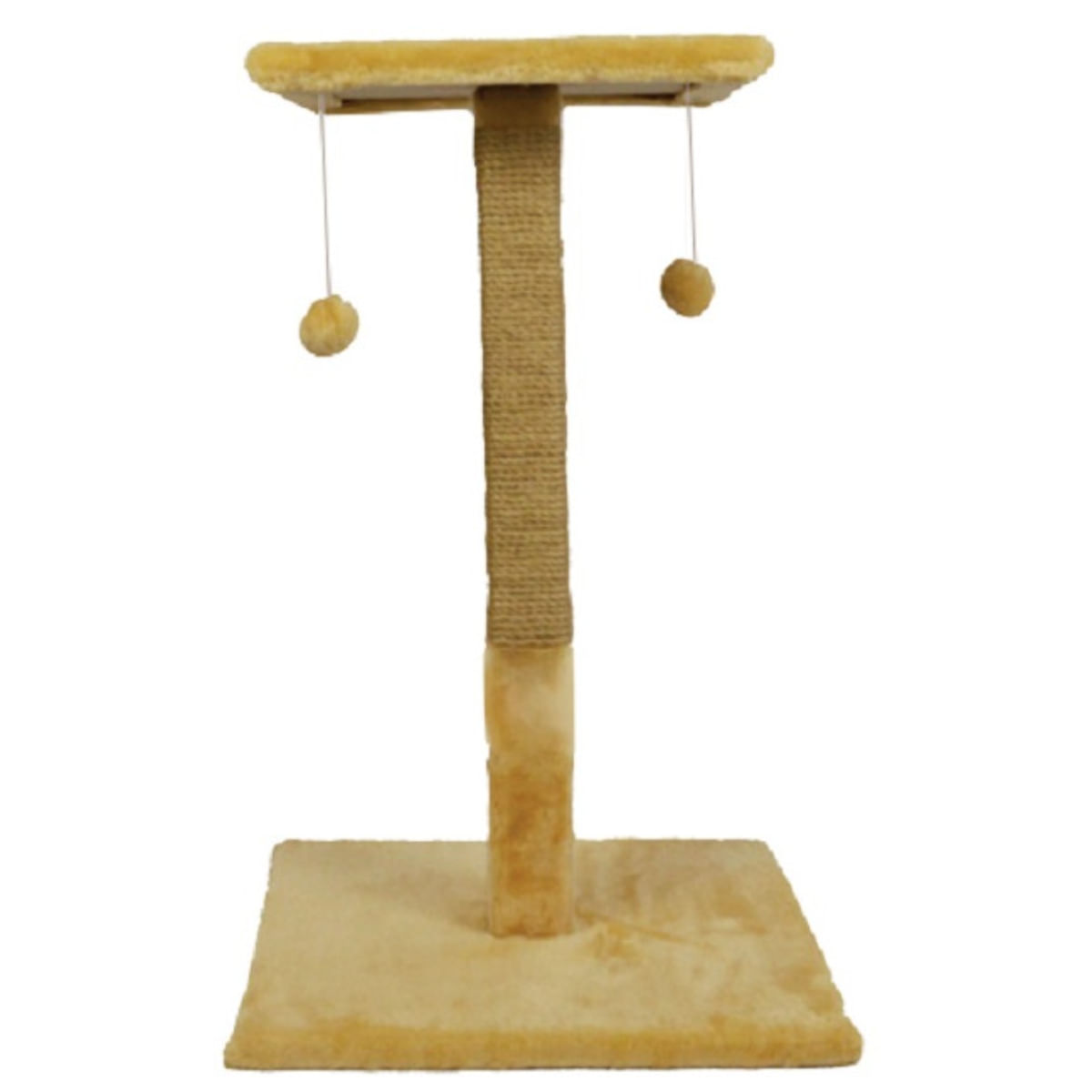 AGILITY, ansamblu de joacă pisici, 1 etaj, lemn și pluș, elemente de zgâriat, elemente atârnate, bej, 85cm - poza 2