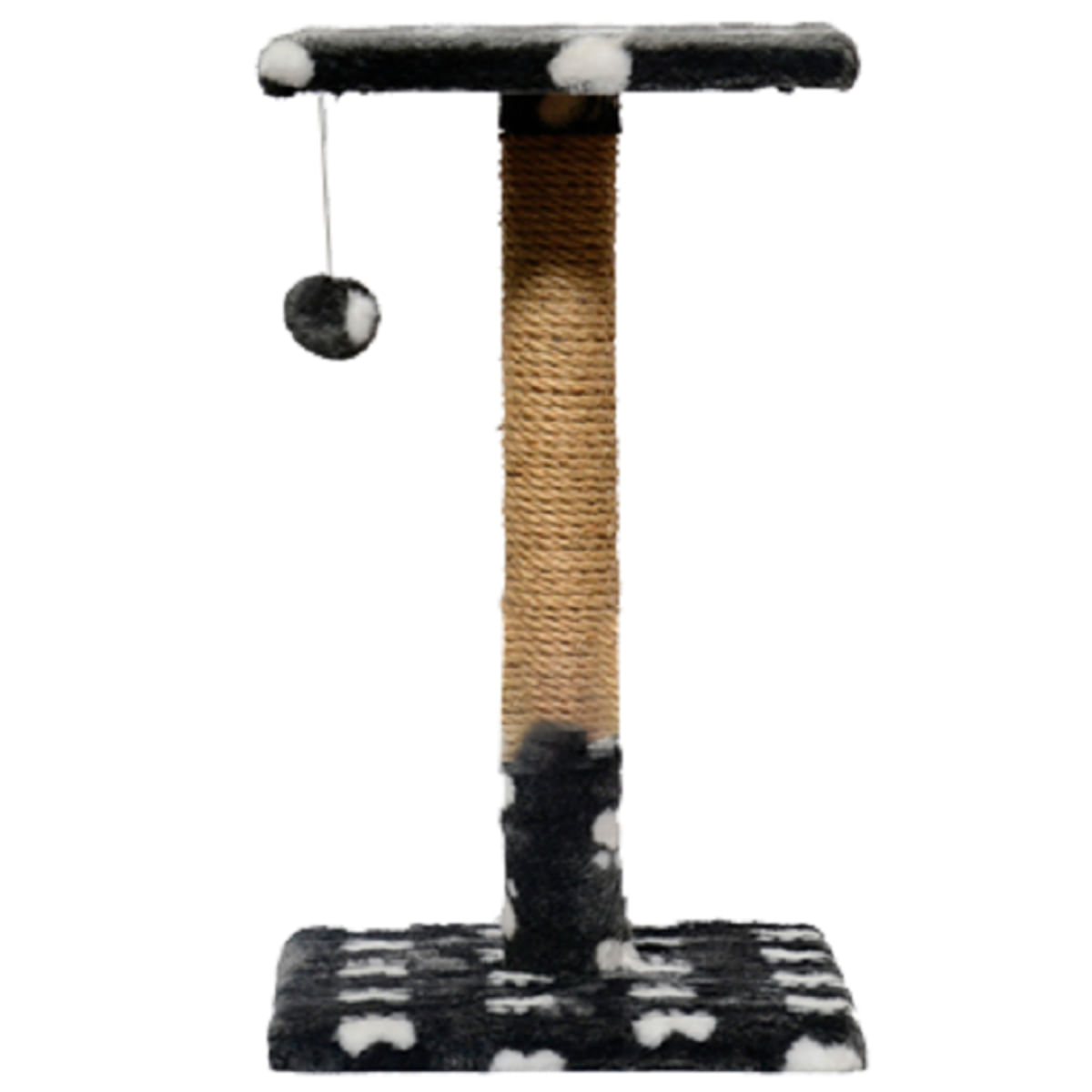 AGILITY, ansamblu de joacă pisici, 1 etaj, lemn și pluș, imprimeu lăbuțe, elemente de zgâriat, elemente atârnate, alb și negru, 60cm - poza 1