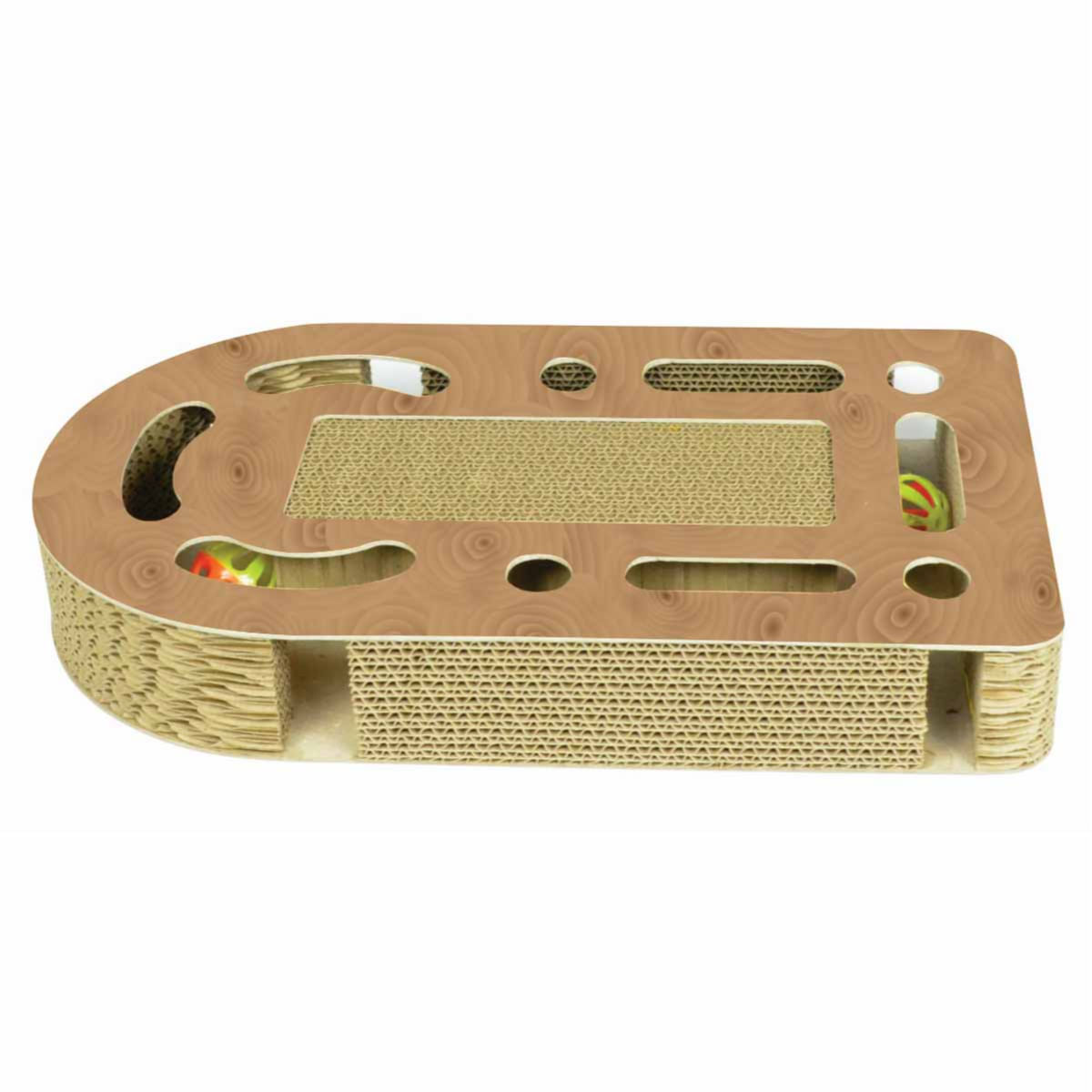AGILITY Ball Maze 1, scratcher interactiv pisici, carton, maro, 43.18x24.76x6.35cm - poza 1