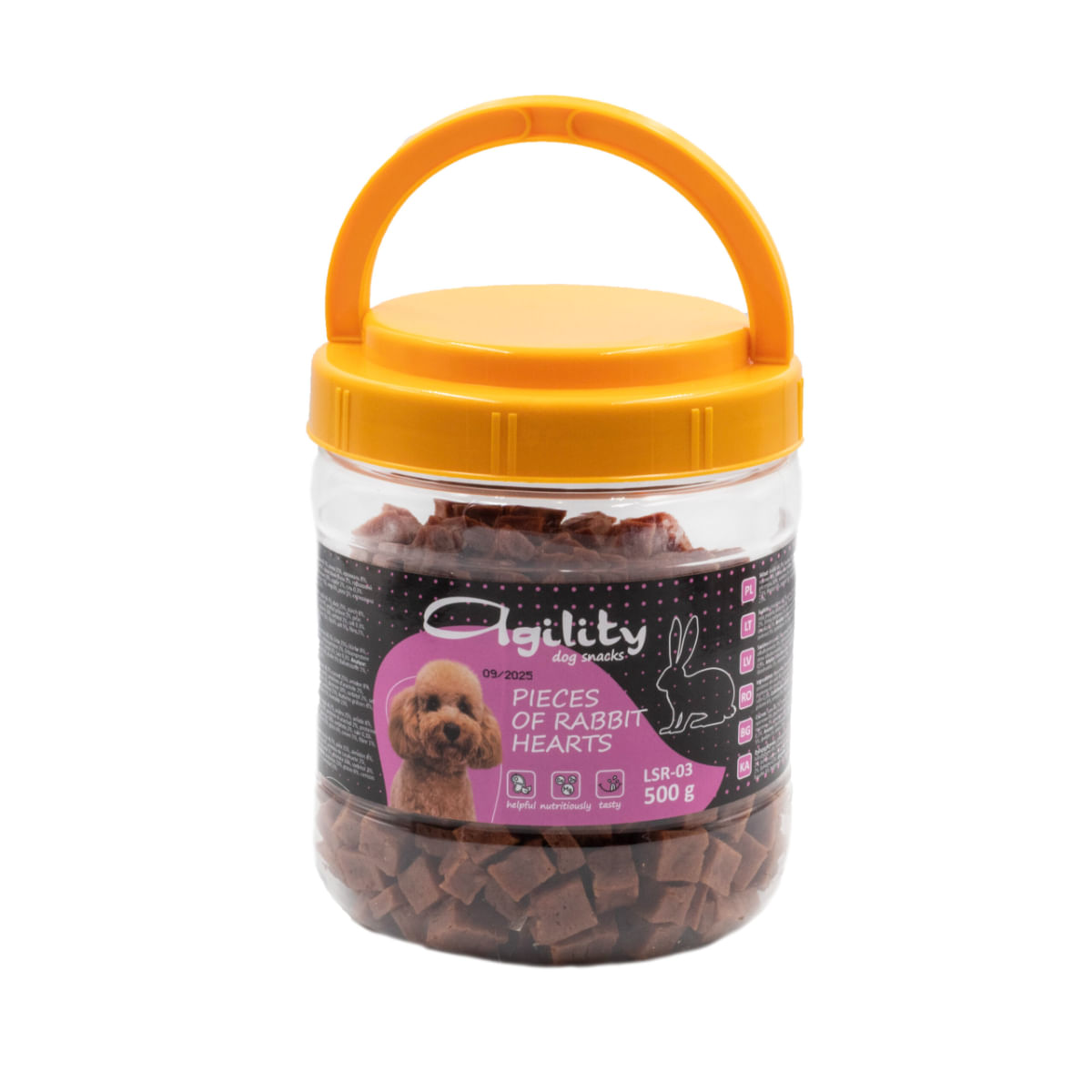 AGILITY Bucăți Inimioară, XS-XL, Iepure și Rață, găletușa recompense câini, 500g - poza 1