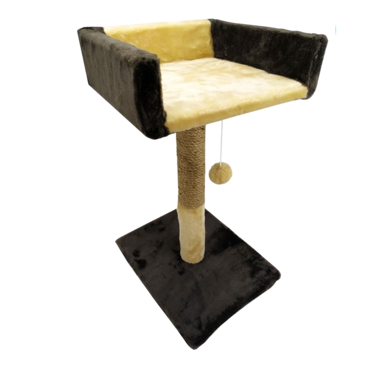 AGILITY Canapea, ansamblu de joacă pisici, 1 etaj, lemn și pluș, elemente de zgâriat, elemente atârnate, maro, 70cm - poza 1