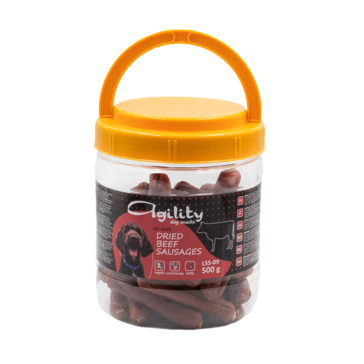 AGILITY Cârnăciori Uscați, XS-XL, Vită, găletușa recompense câini, 500g - poza 2