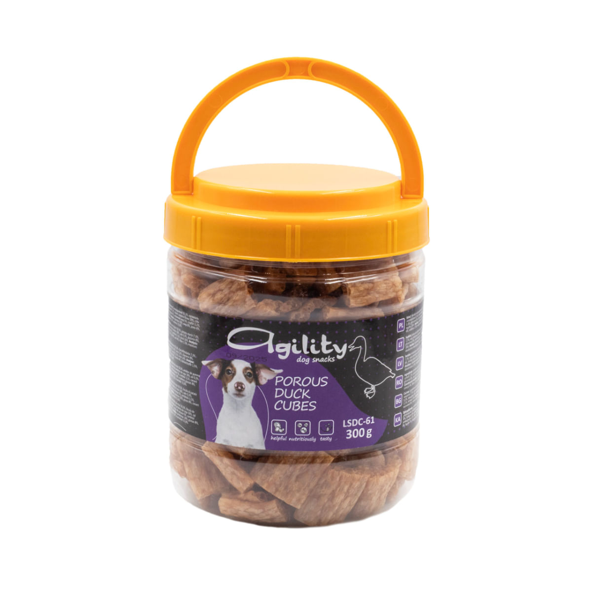 AGILITY Cubulețe Afumate, XS-XL, Rață, găletușa recompense câini, 300g - poza 2