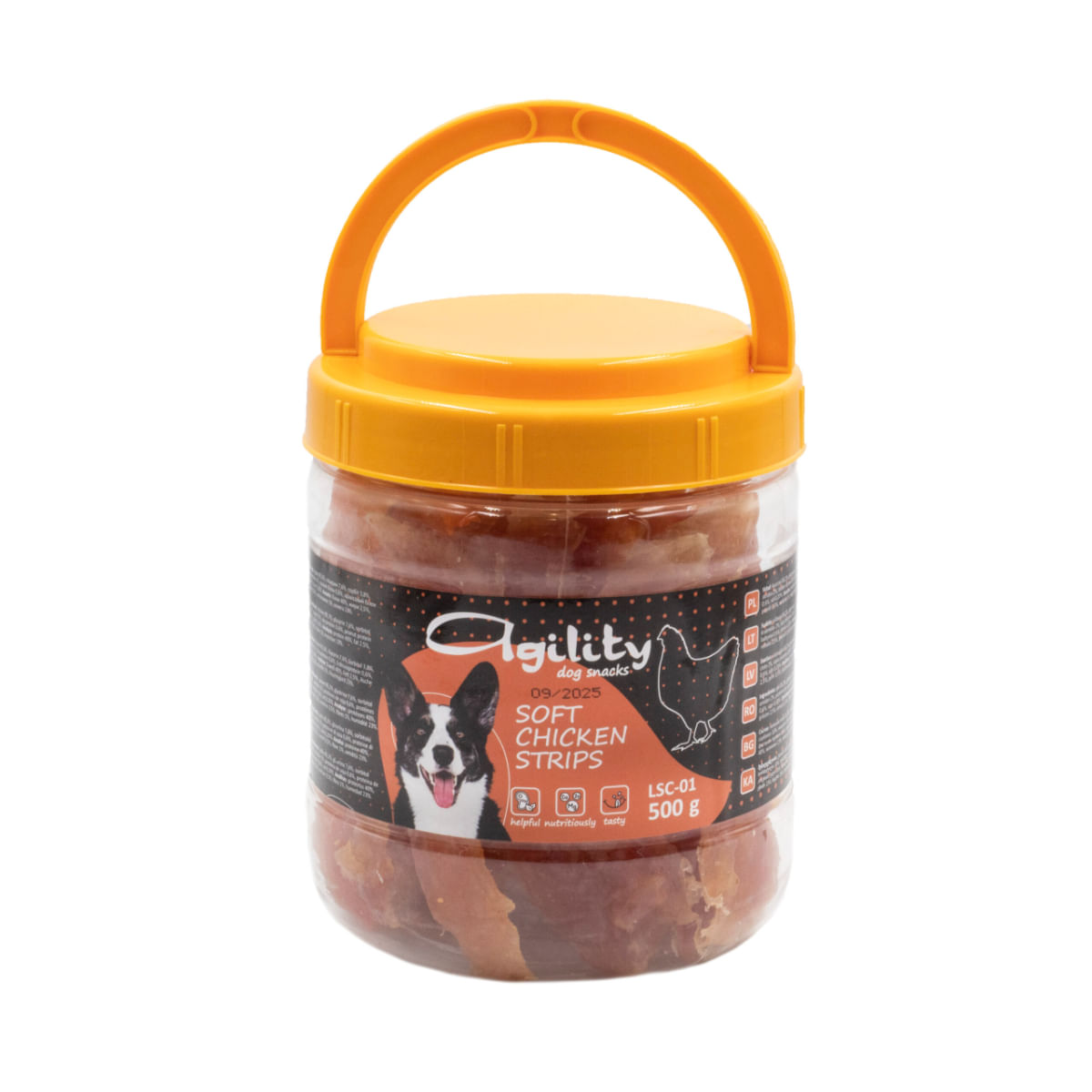 AGILITY Fâșii, XS-XL, Pui, punguță recompense câini, 500g - poza 1