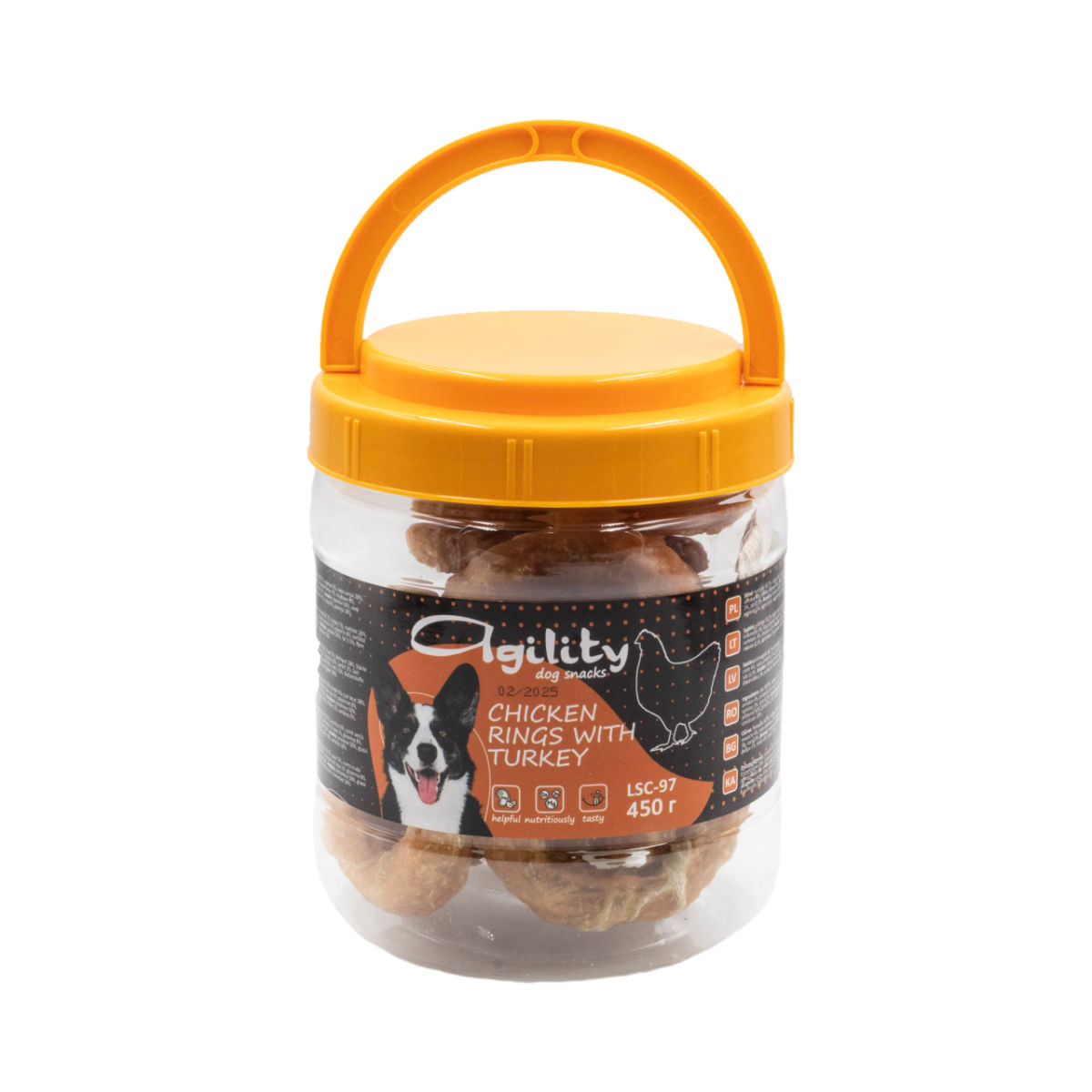 AGILITY Piele de Curcan, XS-XL, Pui, găletușa recompense câini, 450g - poza 2