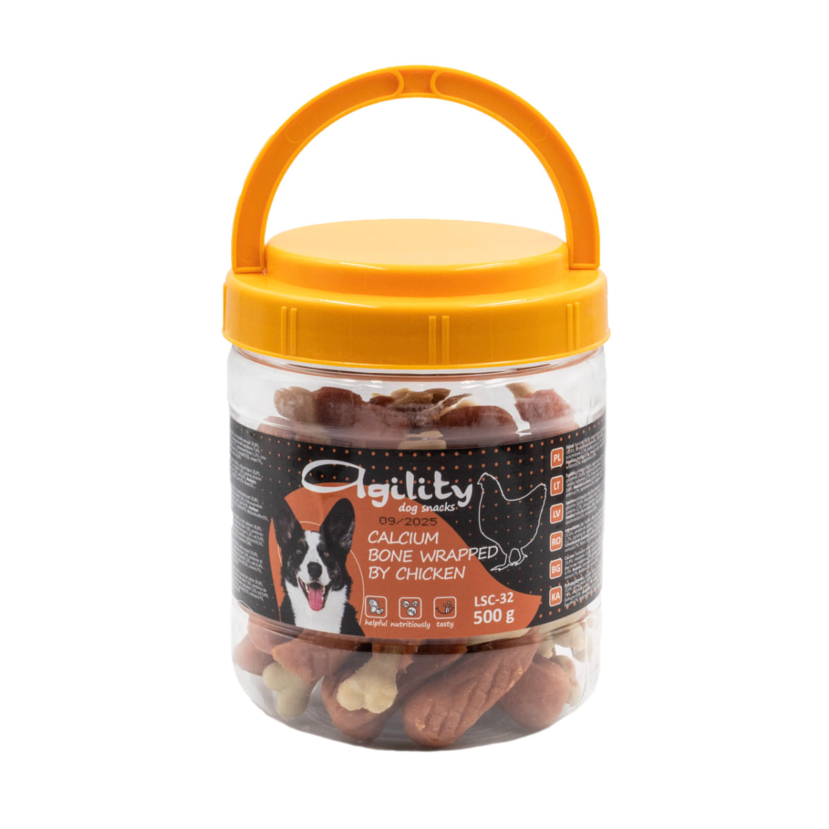 AGILITY Pulpițe din Os de Calciu, XS-XL, Pui, punguță recompense câini, 500g - poza 1