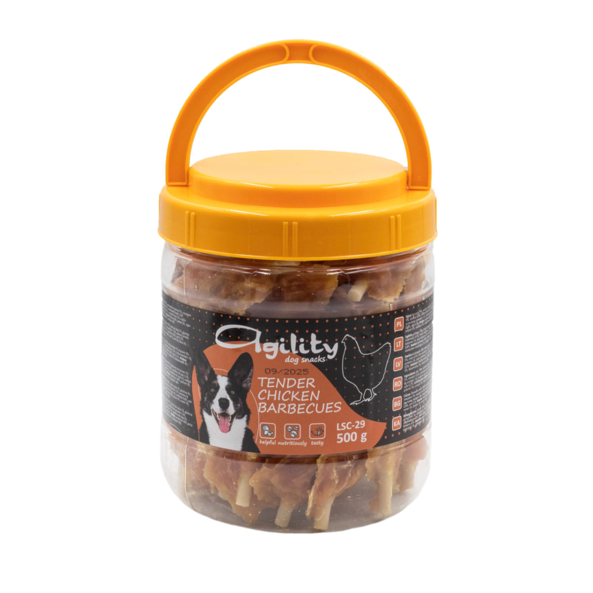 AGILITY Semi-baton de Calciu, XS-XL, Pui, punguță recompense câini, 500g - poza 2