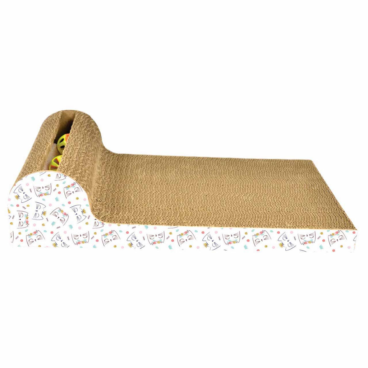 AGILITY Sezlong, scratcher interactiv pisici, carton, multicolor, 53.34x23.81x12.7cm - poza 1
