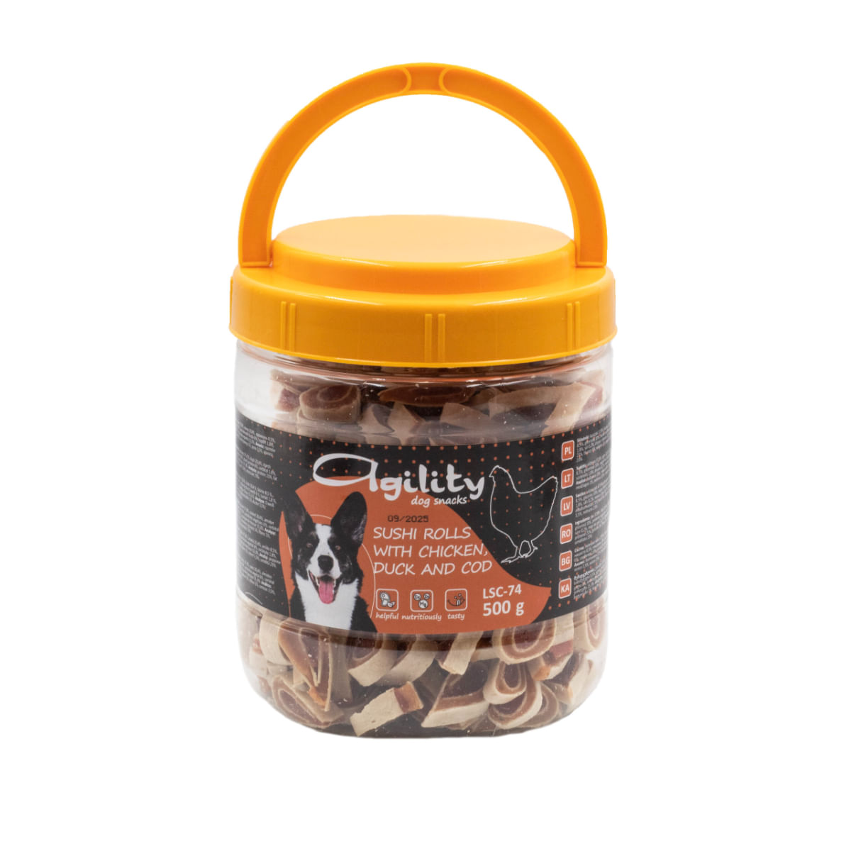 AGILITY, XS-XL, Pui și Rață, găletușa recompense câini, 500g - poza 2