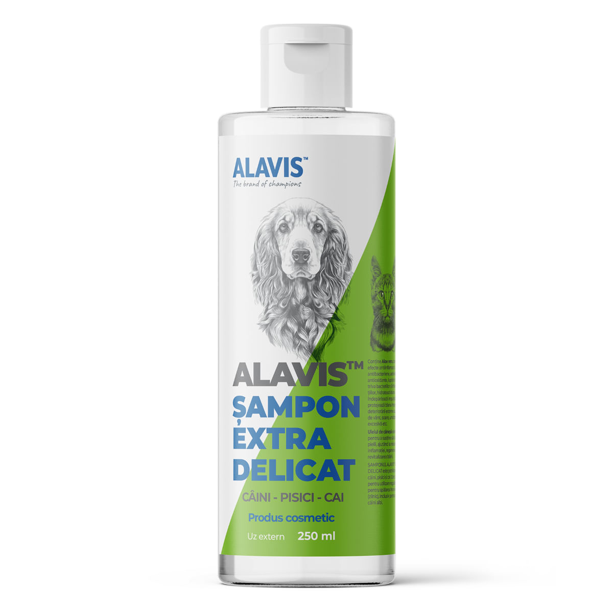 ALAVIS Extra Delicat, XS-XL, șampon câini și pisici, piele sensibilă, flacon, 250ml - poza 2