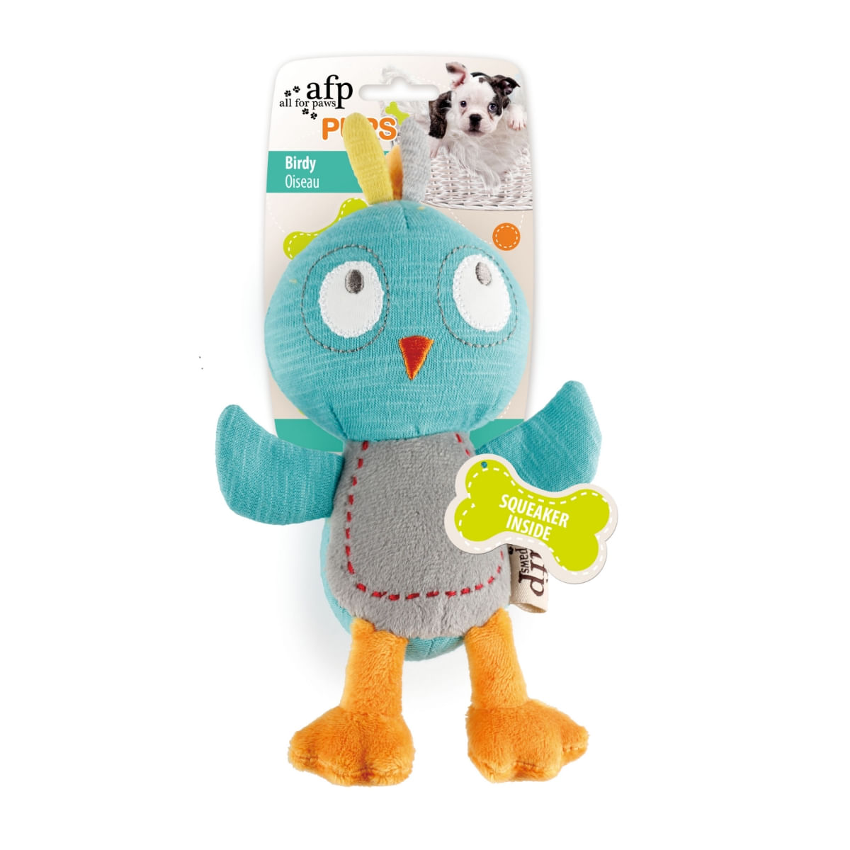 ALL FOR PAWS Birdy, jucărie de pluș câini junior, XS-M, pluș, cu sunet, multicolor, 19 x 11 x 4.5 cm - poza 2