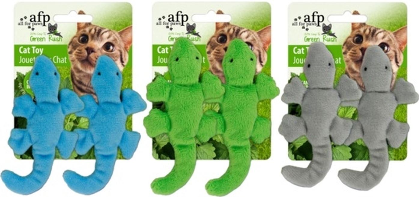 ALL FOR PAWS Green Rush Jucărie pt pisicii, Gecko, cu catnip, div culori, 6x5cm