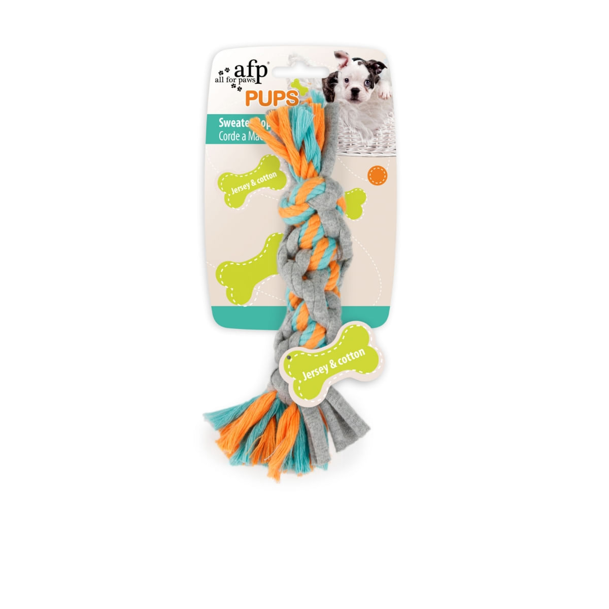 ALL FOR PAWS, jucărie sfoară câini junior, XS-M, bumbac, dentiție, activități fizice, multicolor - poza 1