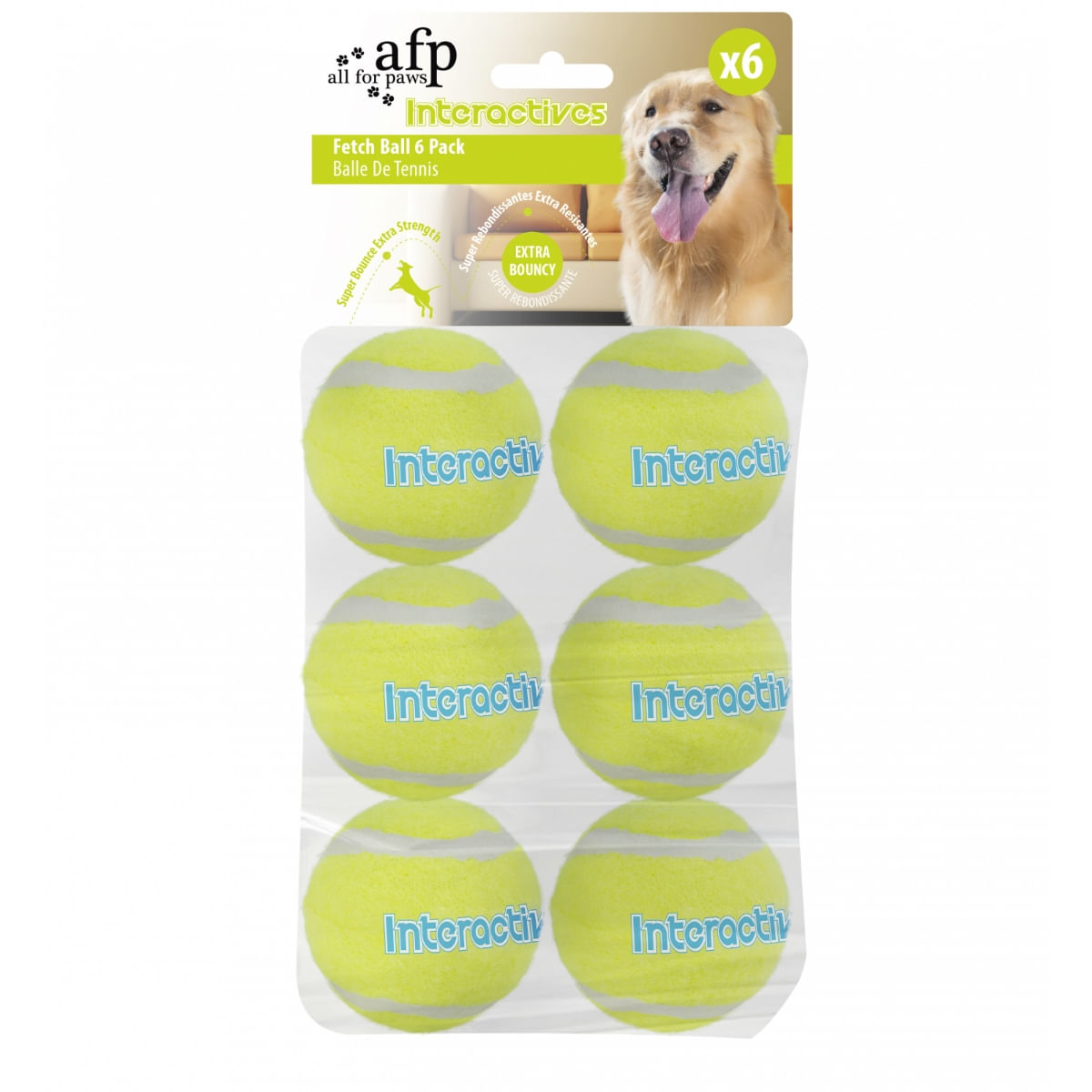 ALL FOR PAWS Rezerva 6 Mingi Tenis pentru Lansatorul de Mingi & Recompense, jucărie minge câini, S-L, sintetic, activități fizice, galben, ⌀6.6 cm - poza 1