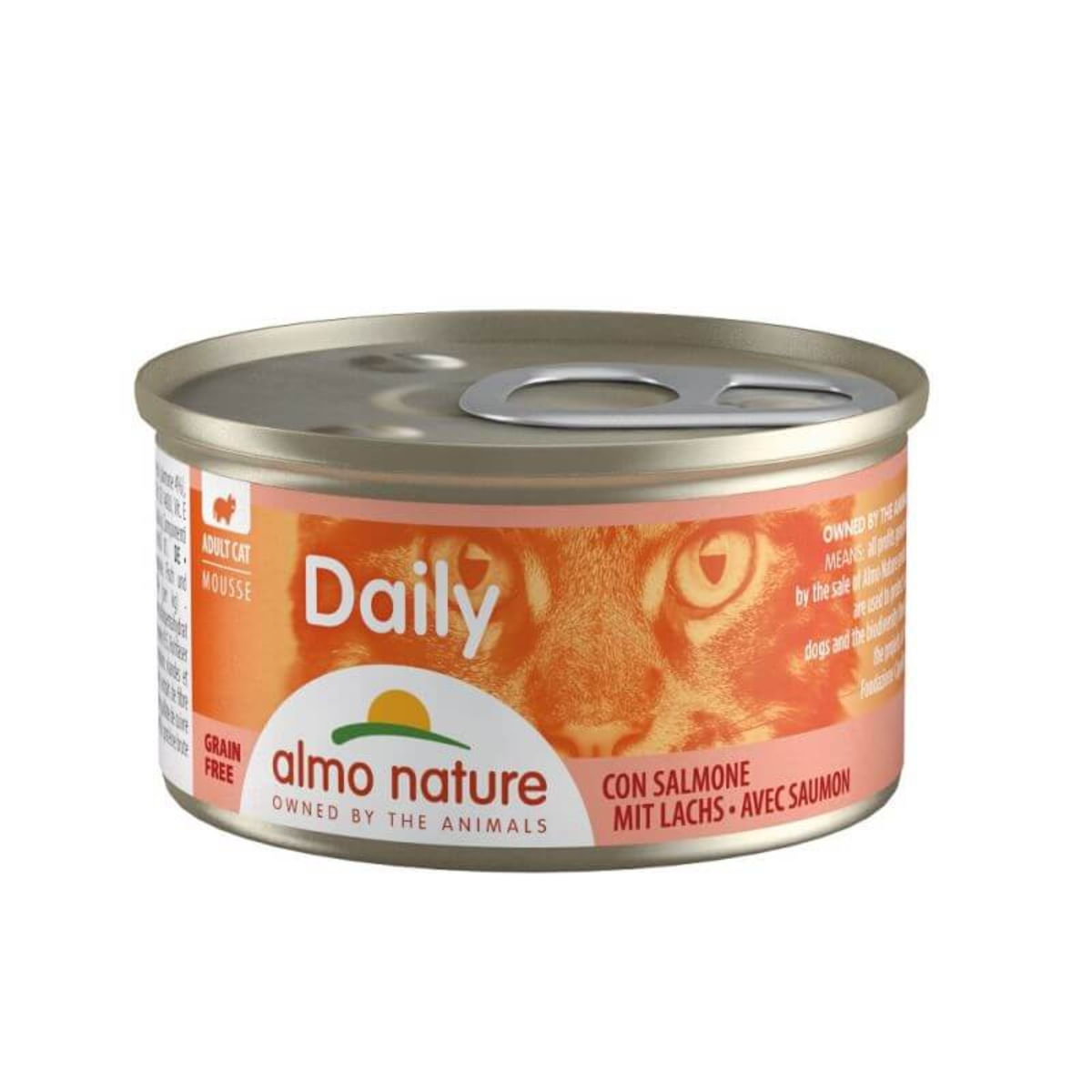 ALMO NATURE Daily Cat, Somon, conservă hrană umedă fără cereale pisici, (pate), 85g - poza 1