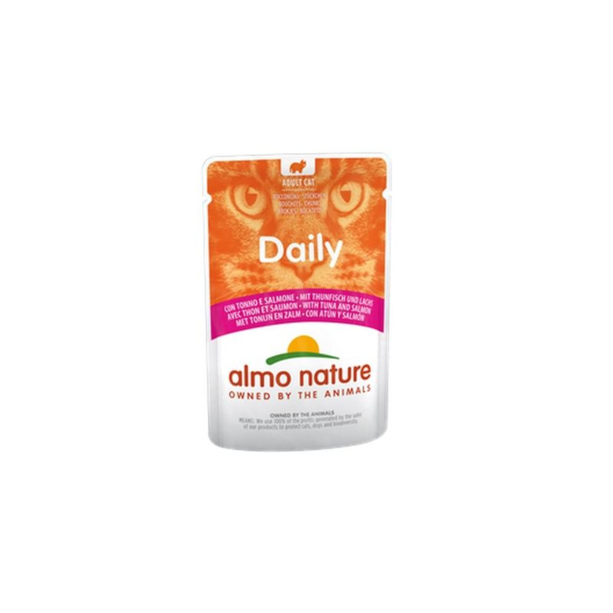 ALMO NATURE Daily Cat, Ton și Somon, plic hrană umedă pisici, (în sos), 70g - poza 2