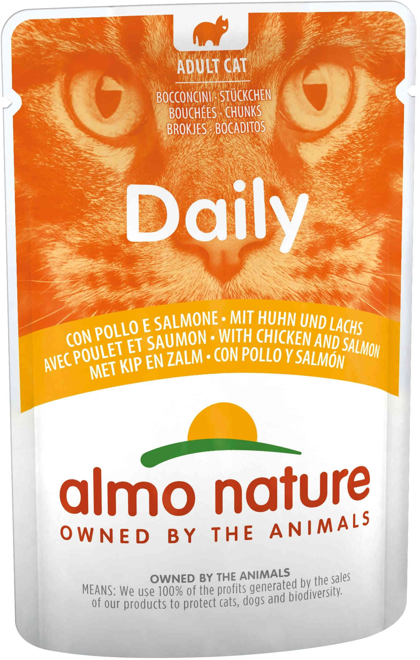 ALMO NATURE DAILY Plic pentru pisici, cu pui şi somon 70g