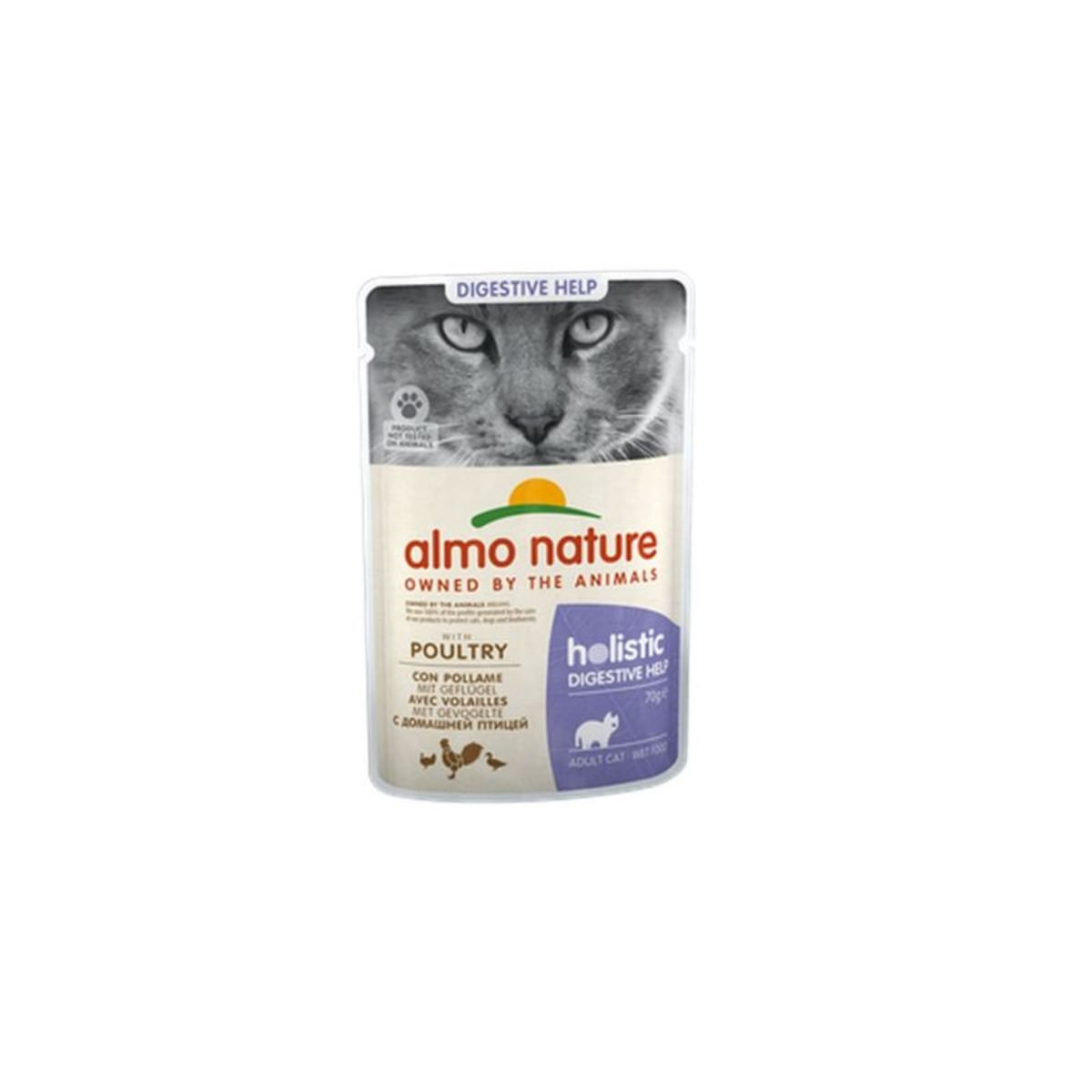 ALMO NATURE Holistic Digestive Help, Pasăre, plic hrană umedă fără cereale pisici, sistem digestiv, (în supă), 70g - poza 1