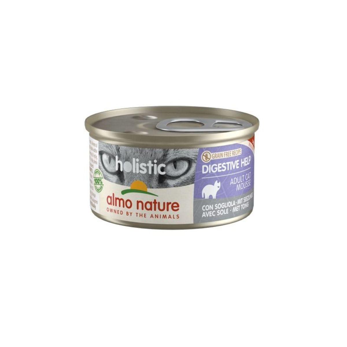 ALMO NATURE Holistic Digestive Help, Pește, conservă hrană umedă fără cereale pisici, sistem digestiv, (în supă), 85g - poza 2