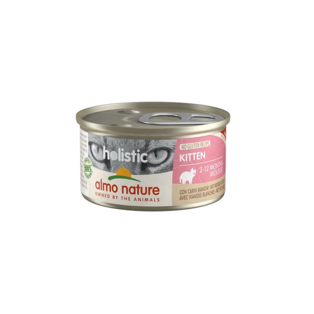 ALMO NATURE Holistic Kitten, Pui, conservă hrană umedă fără cereale pisici junior, (în supă), 85g - poza 1