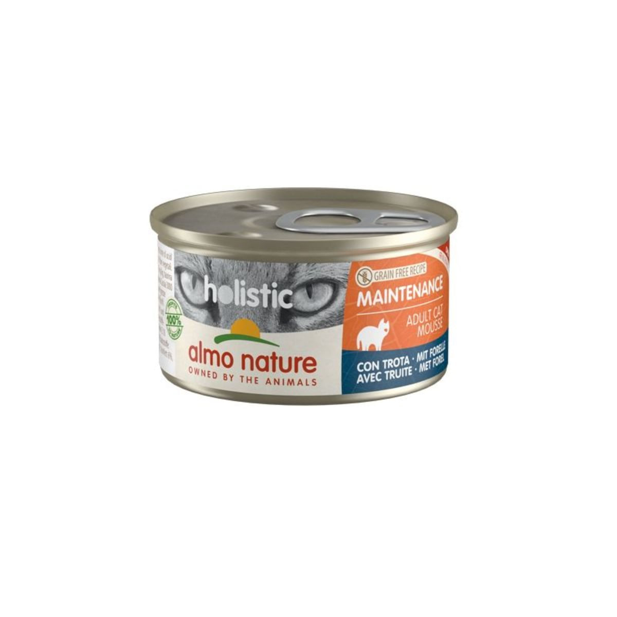 ALMO NATURE Holistic Maintenance, Păstrăv, conservă hrană umedă fără cereale pisici, (în supă), 85g - poza 1