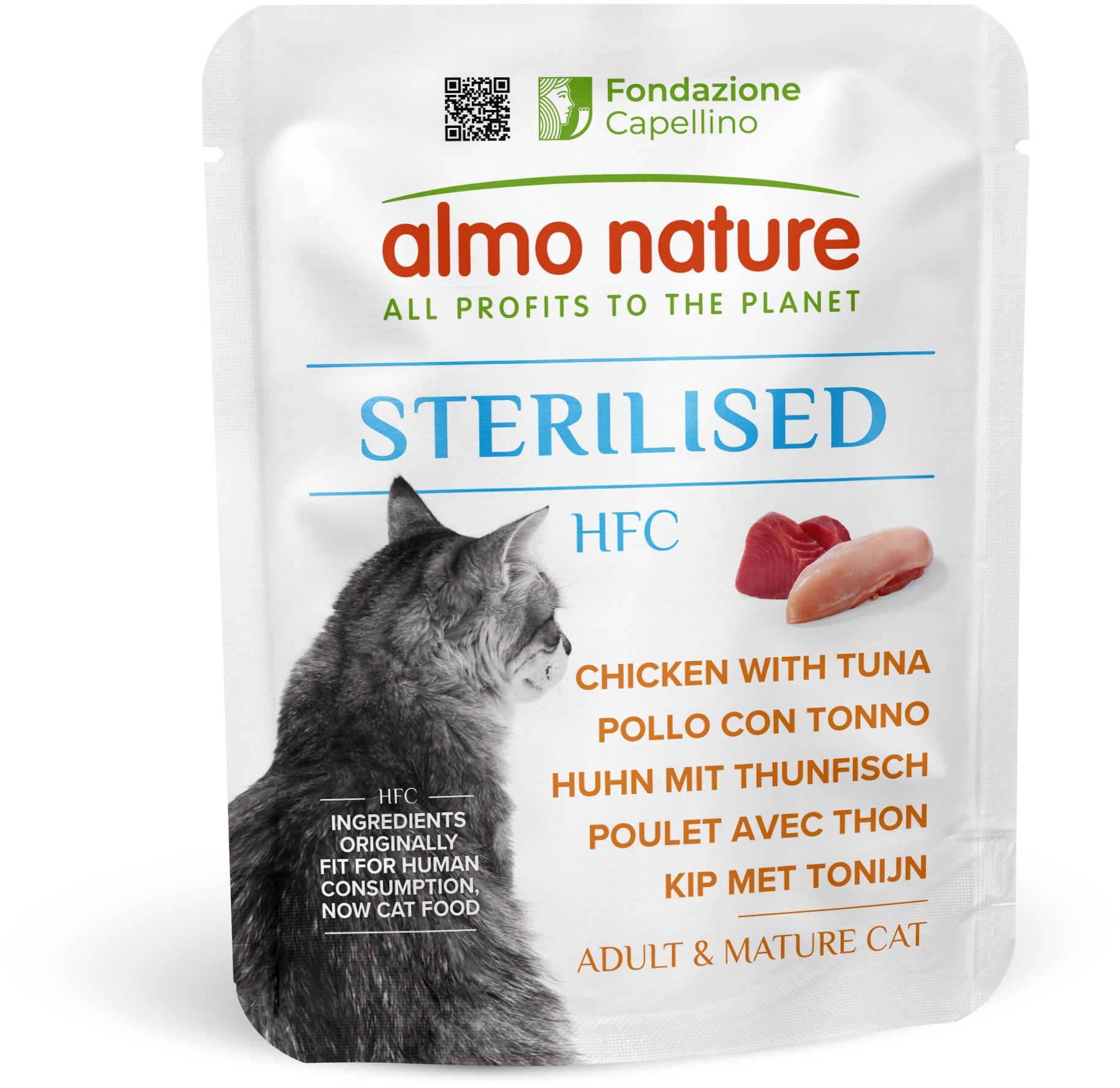 ALMO NATURE HOLISTIC Plic pentru pisici sterilizate, cu Pui şi Ton 50g