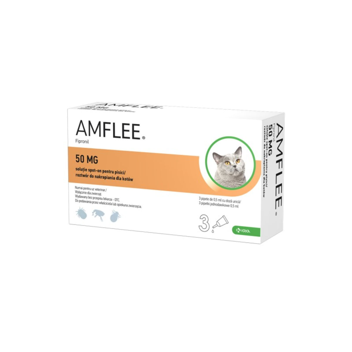 AMFLEE Cat, spot-on, soluție antiparazitară, pisici, 3 pipete - poza 1