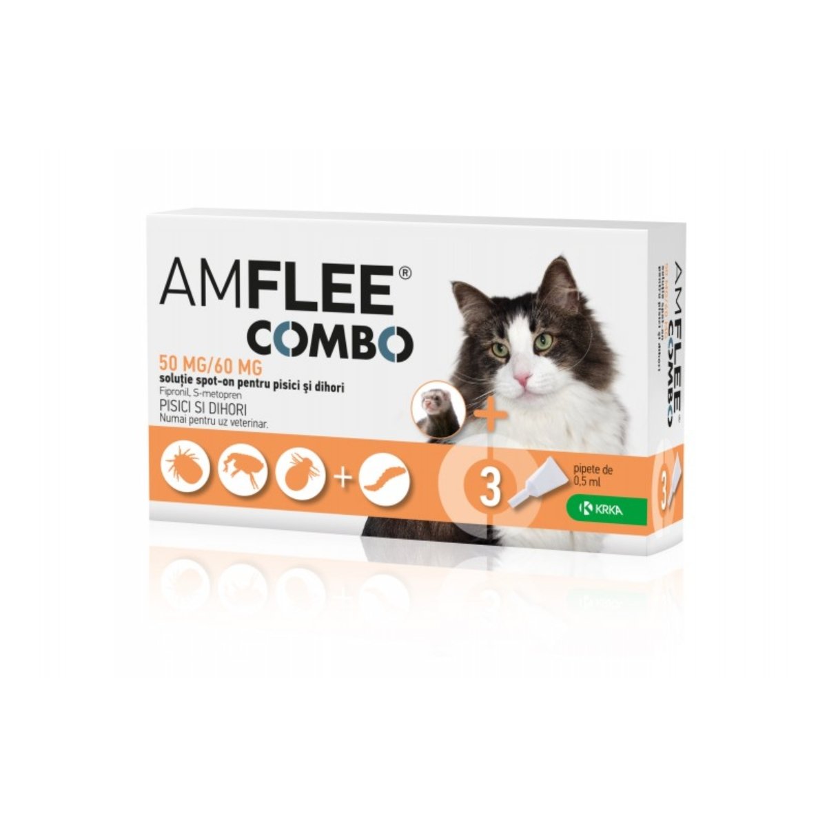 AMFLEE Combo Cat, spot-on, soluție antiparazitară, pisici si dihori, 3 pipete - poza 1