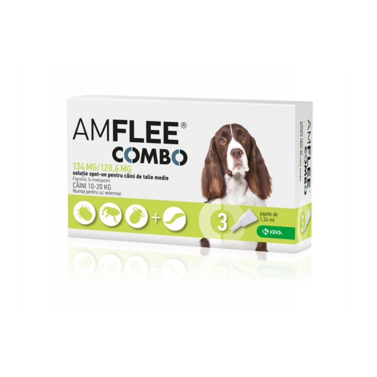 AMFLEE Combo Dog, spot-on, soluție antiparazitară, câini, 3 pipete AMFLEE Combo Dog, spot-on, soluție antiparazitară, câini 10-20 kg, 3 pipete - poza 1