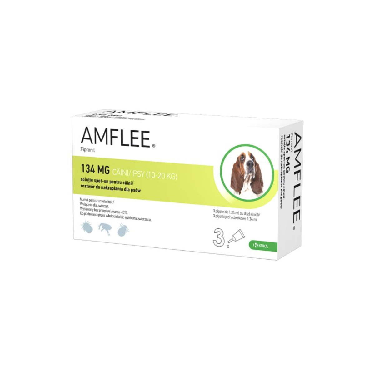 AMFLEE Dog, spot-on, soluție antiparazitară, câini, 3 pipete AMFLEE Dog, spot-on, soluție antiparazitară, câini 10-20 kg, 3 pipete - poza 1