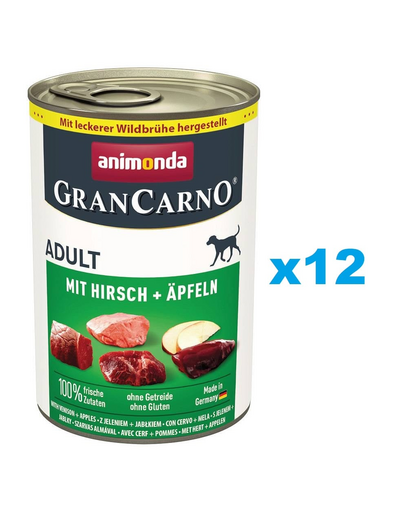ANIMONDA GranCarno Adult Conserve caine, cu vanat si mere 12x400 g