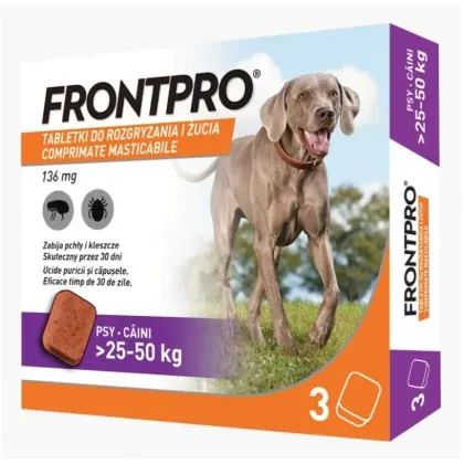 Antiparazitar extern pentru caini 25 - 50 kg Frontpro x 3 tablete