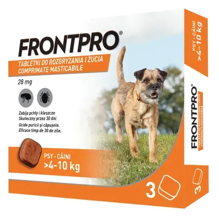Antiparazitar extern pentru caini 4 - 10 kg Frontpro x 3 tablete