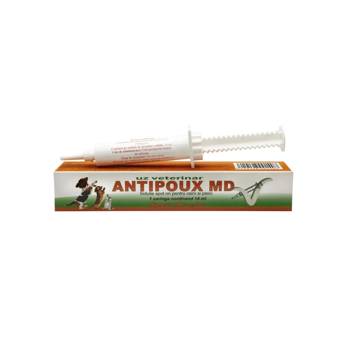ANTIPOUX MD, deparazitare externă câini și pisici, XS-XL, soluție repelentă, 14ml x 1buc