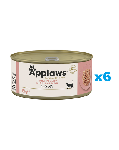 APPLAWS Cat Adult Tuna with Salmon in Broth Mancare umeda pisici, cu ton si somon in sos 6x156 g