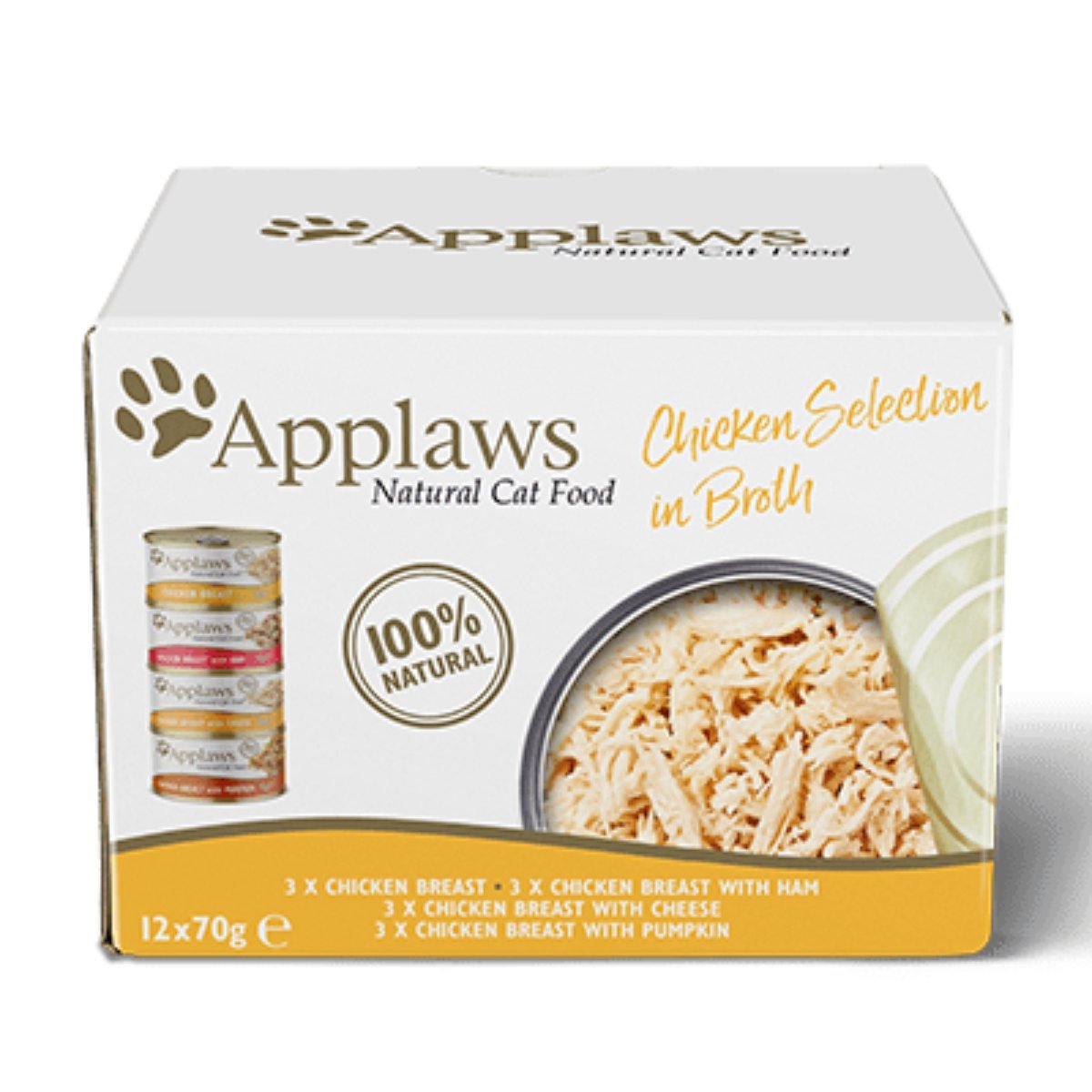 APPLAWS Chicken Selection Multipack, 3 arome (Pui și Dovleac, Pui și Asparagus, Pui și Orez), pachet mixt, plic hrană umedă pisici, 70g x 12 - poza 2