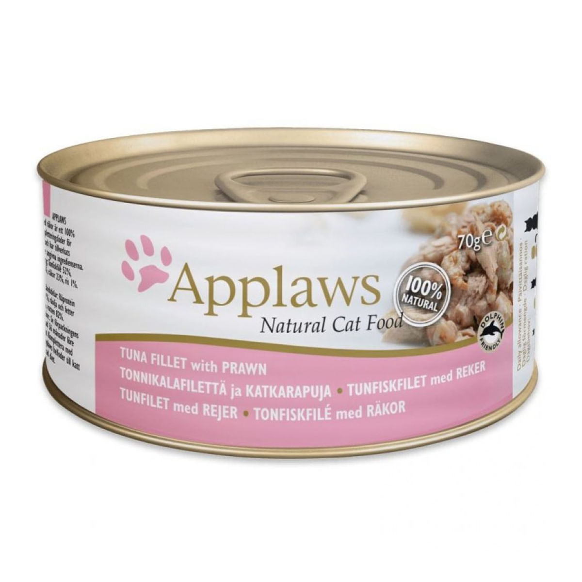 APPLAWS, File Ton și Creveți, conservă hrană umedă pisici, (în supă), 70g - poza 2