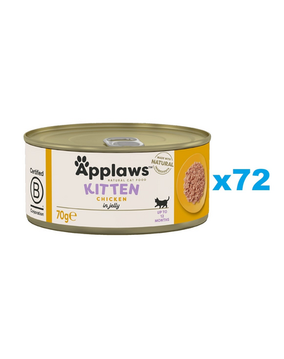 APPLAWS Kitten Chicken Breast hrana umeda pisoi 72x70 g pui in aspic