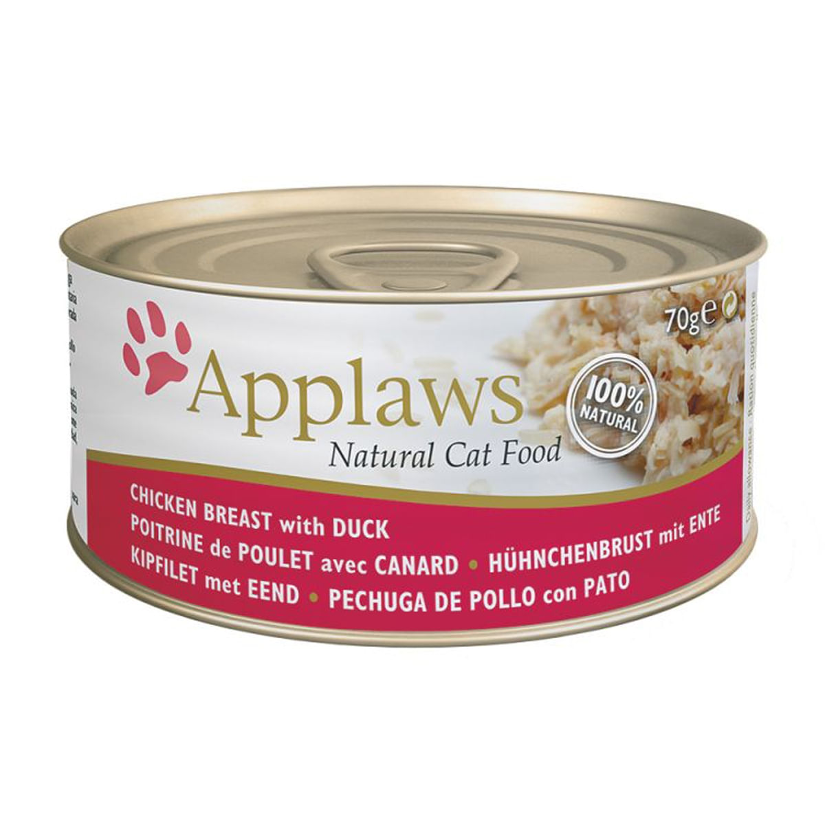 APPLAWS, Piept Pui și Rață, conservă hrană umedă pisici, (în supă), 70g - poza 1