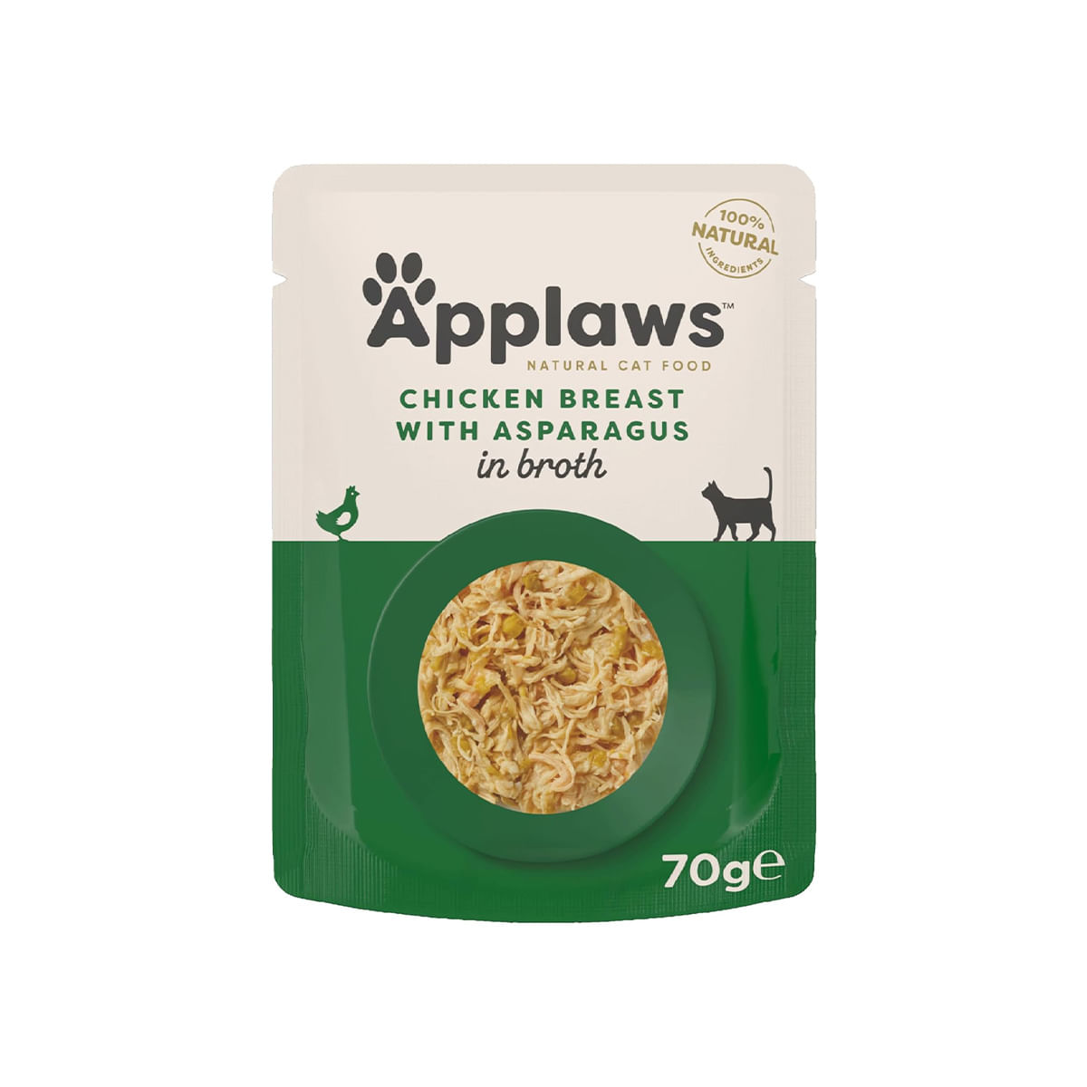 APPLAWS, Piept Pui și Sparanghel, plic hrană umedă pisici, (în supă), 70g - poza 3