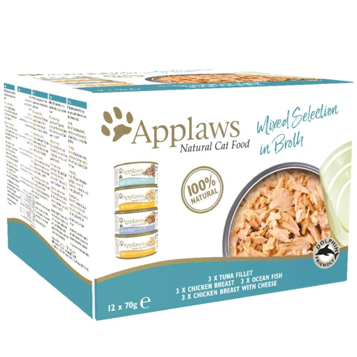 APPLAWS Supreme Collection Multipack, 4 arome (Ton, Pui, Peste Oceanic, Pui și Brânză), pachet mixt, conservă hrană umedă pisici, 70g x 12 - poza 1