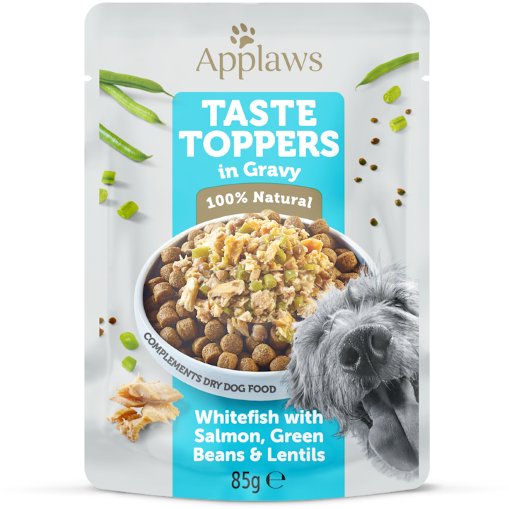 APPLAWS Taste Toppers, Pește alb și Somon, plic hrană umedă fără cereale câini, 85g 85g