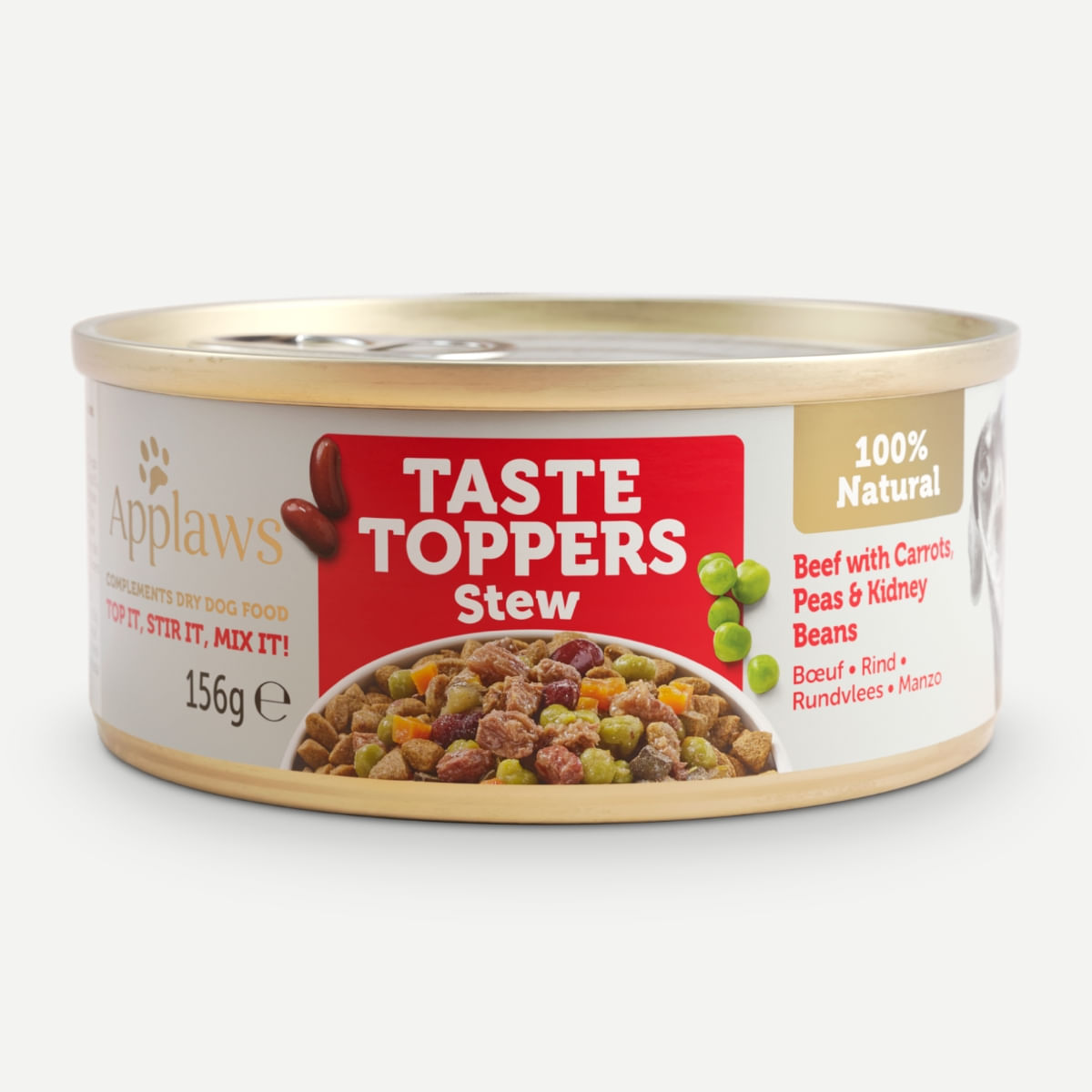 APPLAWS Taste Toppers Tocăniță, XS-XL, Vită și Legume, conservă hrană umedă monoproteică fără cereale câini, (în sos), 156g - poza 1