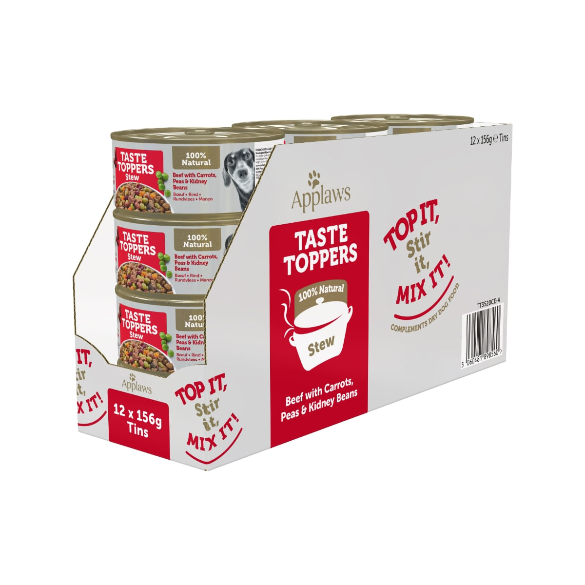 APPLAWS Taste Toppers Tocăniță, XS-XL, Vită și Legume, conservă hrană umedă monoproteică fără cereale câini, (în sos), 156g - poza 2